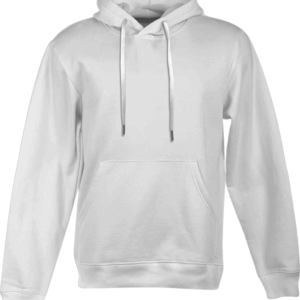 A gray hoodie with a white stripe on the front.