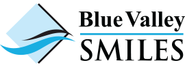 Blue Valley Smiles logo with wave design.