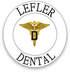 Gold caduceus on Lefler Dental seal