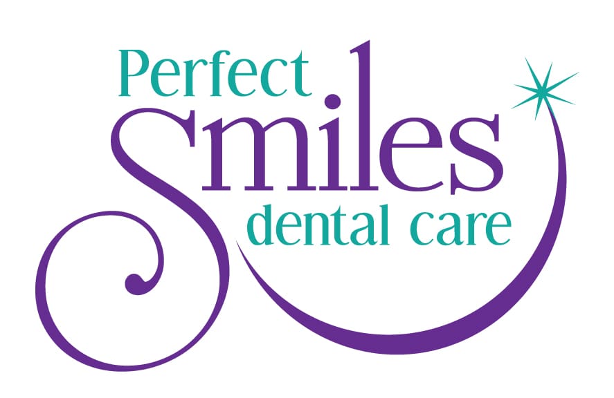 Teal and purple smile curve dental emblem