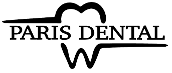 Paris Dental logo with tooth design.
