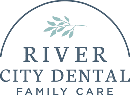 Circular blue River City Dental wordmark
