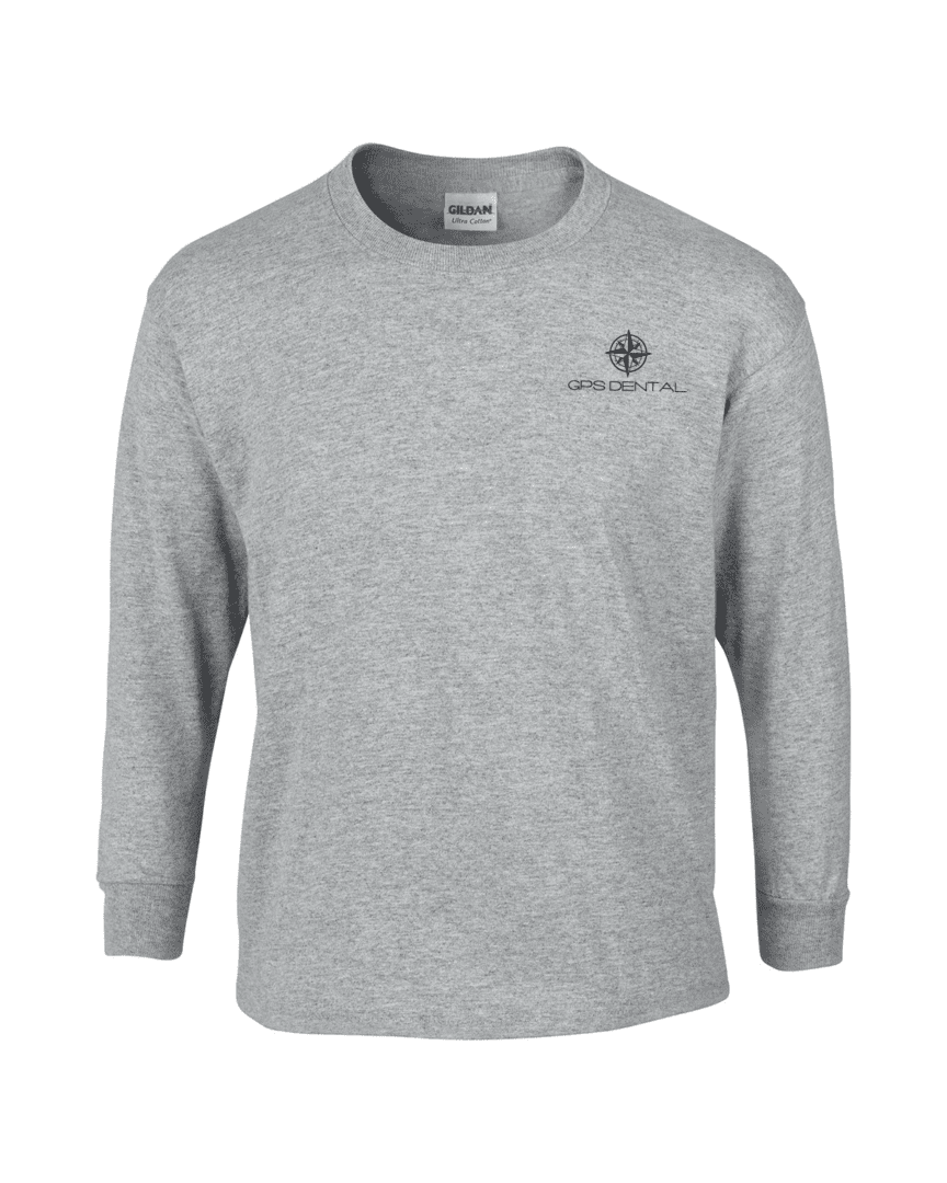 Sport gray long-sleeve shirt with compass logo